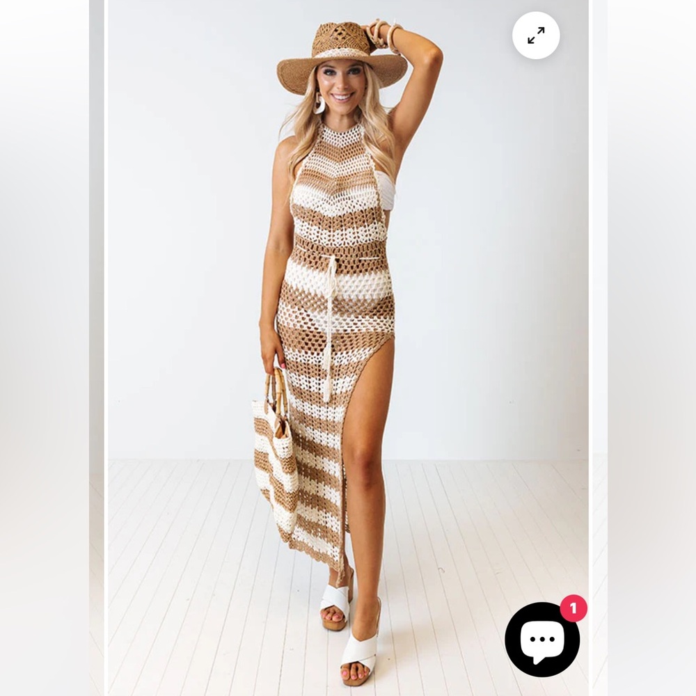 NWT’s Hera Collection crochet halter beach maxi dress coverup